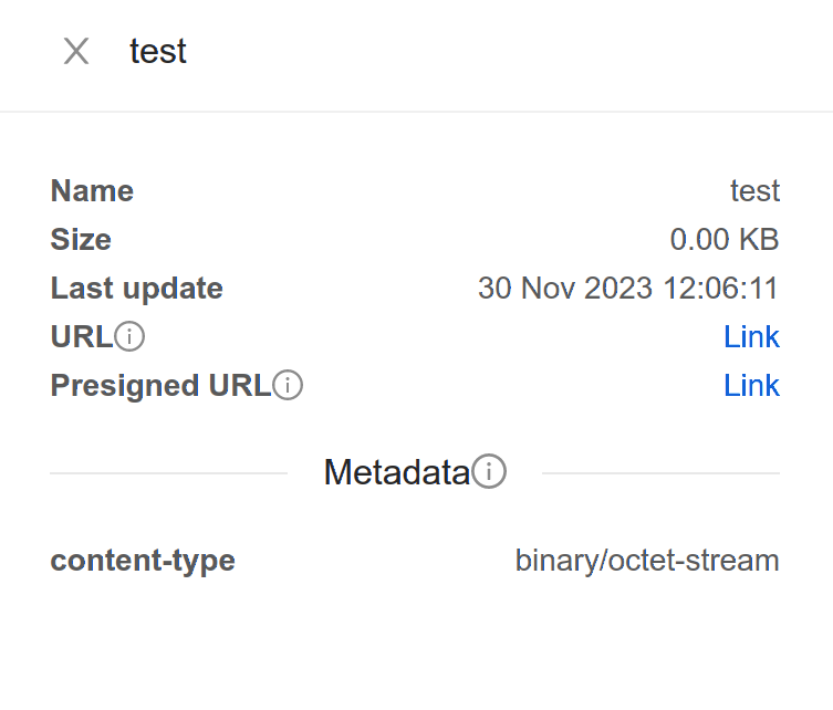 Object store file properties
